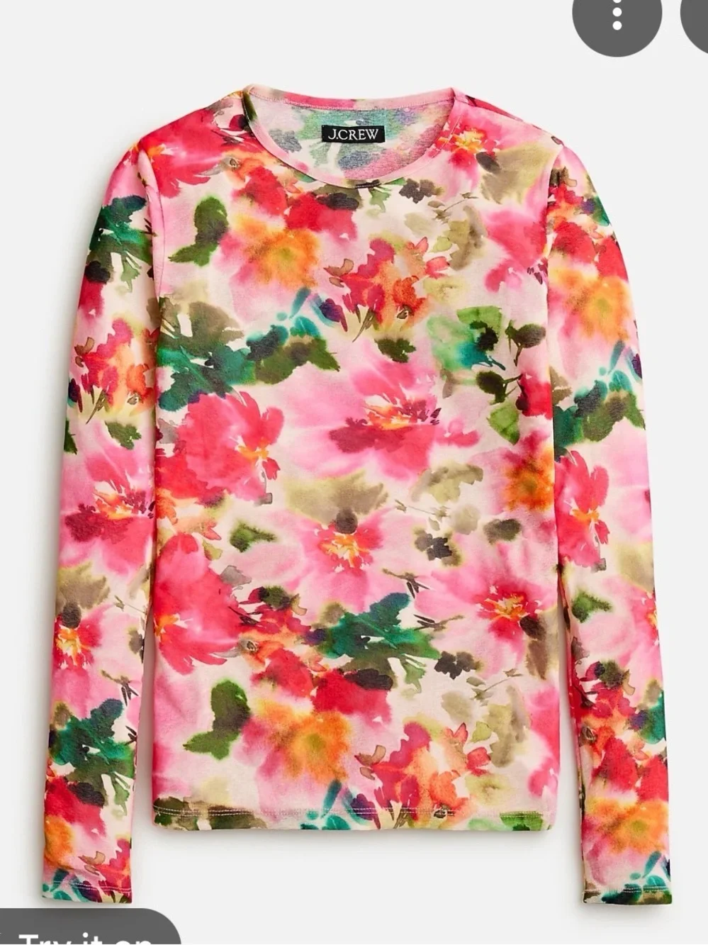 J. Crew Pink Floral Watercolor Long-Sleeve Top nwot